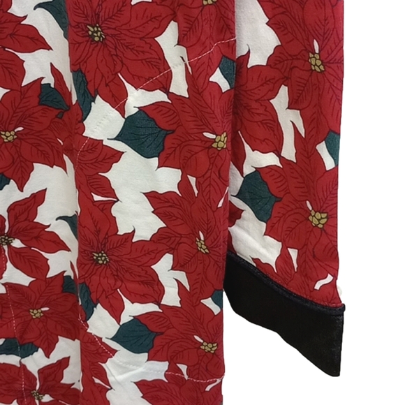 🆕 BED HEAD PAJAMAS WHITE WOMENS NIGHT GOWN / ROBE WITH RED POINSETTIA PRINT - Picture 4 of 11